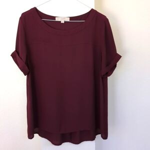 LOFT Burgundy Hi-Lo blouse, Small